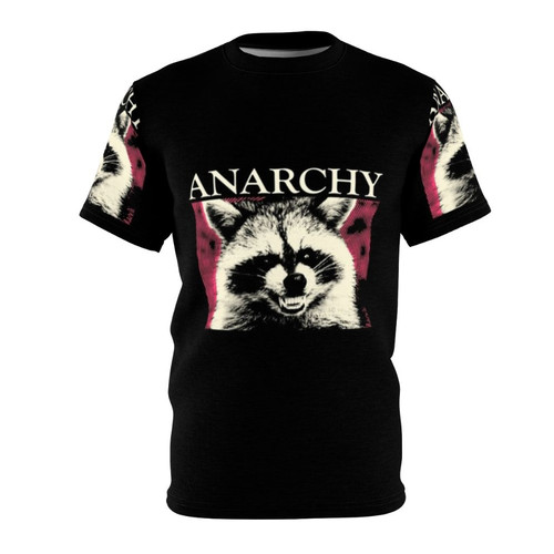 Retro pink t-shirt with a bold, anarchic raccoon design