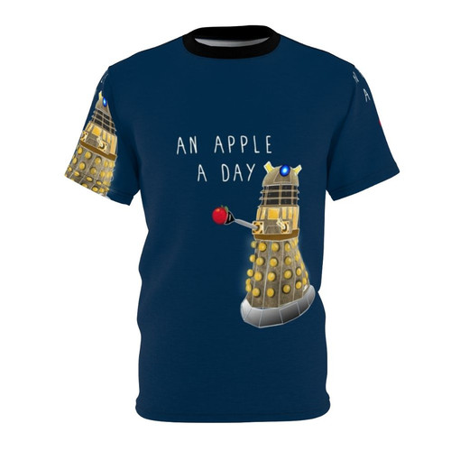 Stylized "An Apple a Day Keeps the Doctor Away" graphic T-shirt design
