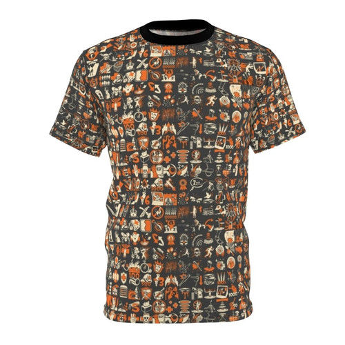 Stylish Team Fortress 2 inspired t-shirt design with a repeating pattern of in-game achievements