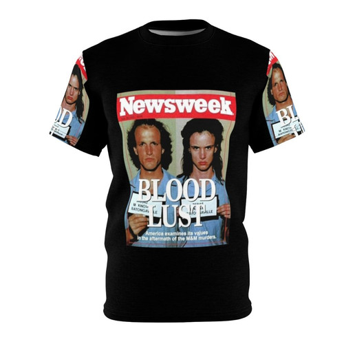 Vintage-style graphic t-shirt featuring a print inspired by the film 'Natural Born Killers'