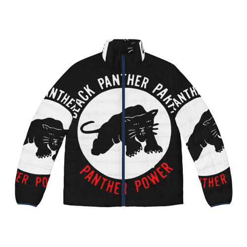 Black Panther Party Puffer Jacket with revolutionary, black nationalist, and socialist organization graphics