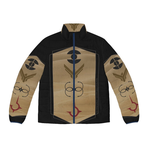 Dune 2020 film inspired puffer jacket with Houses of Dune art design