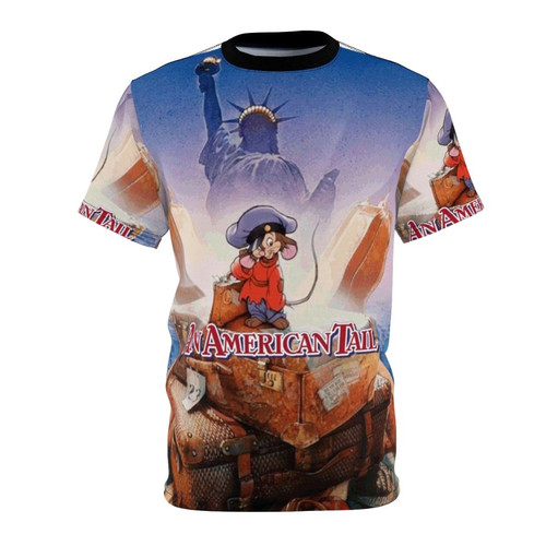 Vintage-inspired t-shirt featuring Fievel, the mouse protagonist from the Don Bluth animated film "An American Tail".