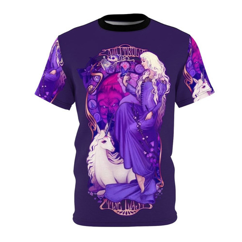 Whimsical art nouveau-inspired unicorn design on a high-quality t-shirt