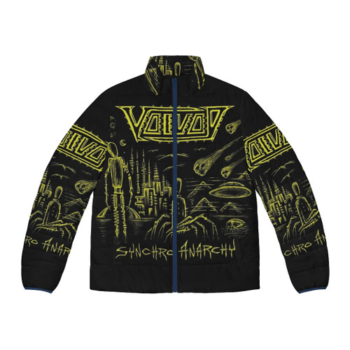 Synchro Anarchy Puffer Jacket featuring the Voivod heavy metal band logo
