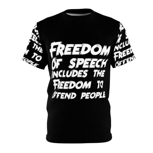 Anti-censorship t-shirt with "All Speech Is Free Speech" design
