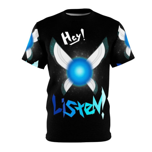 Zelda-inspired fantasy video game t-shirt featuring the character Navi from the Legend of Zelda series