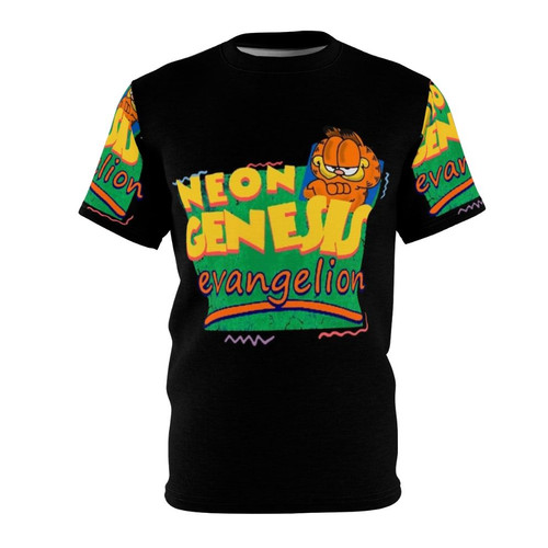 Unique neon genesis evangelion crossover t-shirt with Garfield design