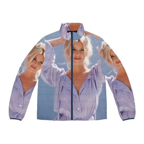 Suzi Quatro Puffer Jacket featuring the iconic glam rock artist's image and branding
