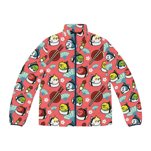 Colorful puffer jacket for sushi loving lovebirds and parrotlets
