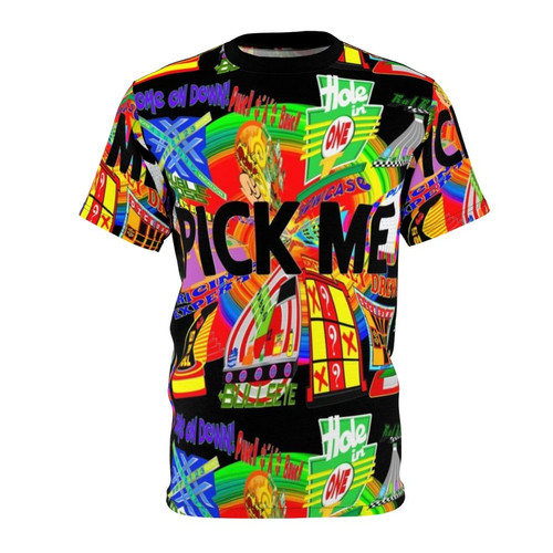 Retro-styled t-shirt design featuring elements from the iconic game show "The Price is Right"