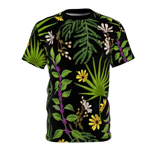 Vibrant t-shirt design featuring a collection of Florida native plants and flowers