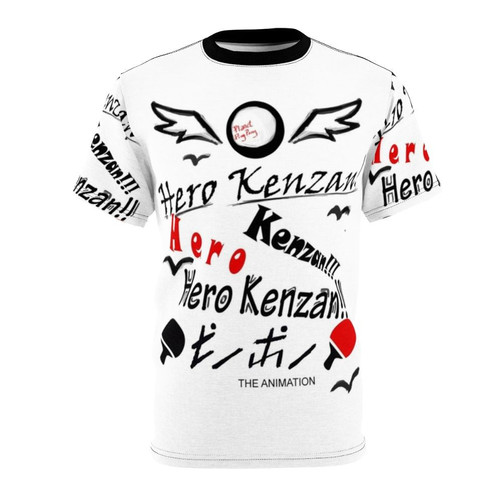 Anime-style ping pong t-shirt featuring Kenzan character with a smile