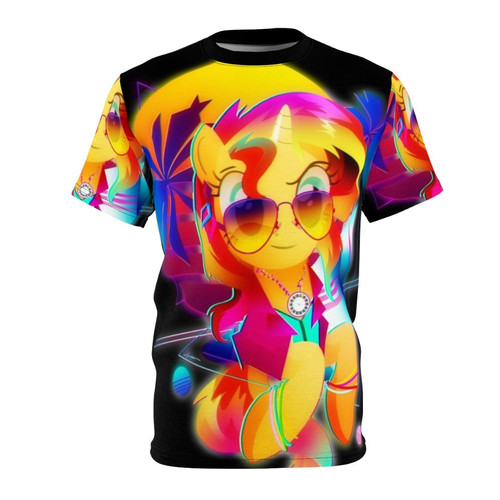 Sunset Shimmer inspired retro t-shirt with neon colors and synthwave design
