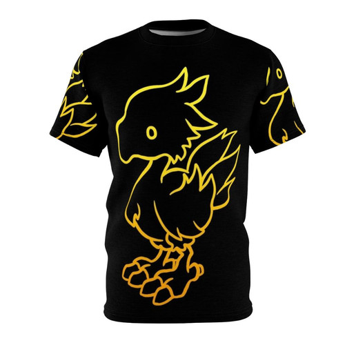 Minimalist design of a Chocobo from the Final Fantasy video game series on a t-shirt