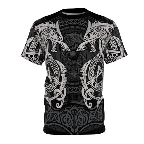 Mythical wolf inspired t-shirt with nordic, celtic and viking design elements