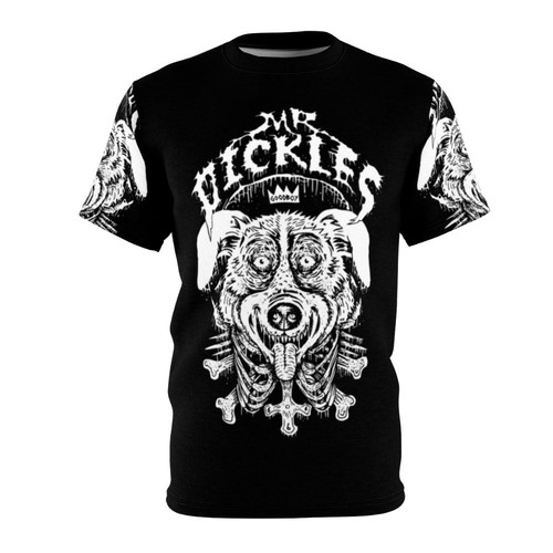 T-shirt featuring a satirical design inspired by the Adult Swim cartoon series Mr Pickles