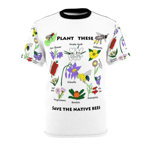 T-shirt featuring vibrant wildflowers to support native bee populations