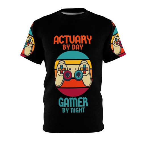 Stylish t-shirt featuring an actuary and gamer design