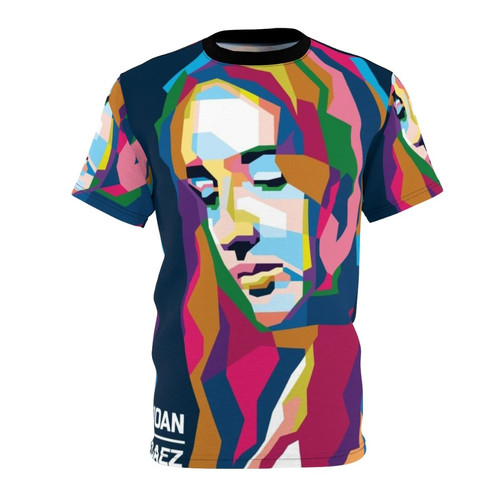 Abstract geometric pattern t-shirt inspired by Joan Baez's music and style