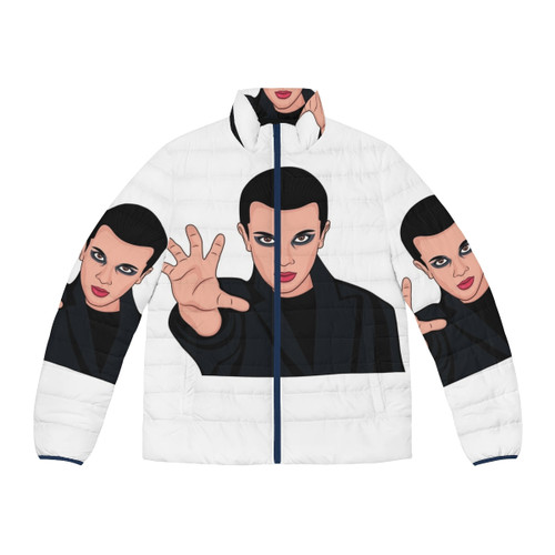 Eleven's Stranger Things Retro Puffer Jacket 2 with focus keyword "stranger things jacket"
