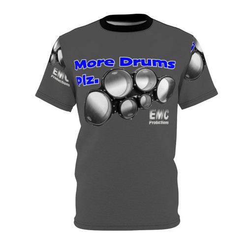 Drumline-inspired AOP T-shirt featuring drums, quads, and tenors