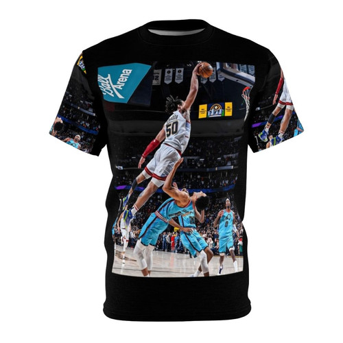 Stylized illustration of Orlando Magic player Aaron Gordon performing a slam dunk