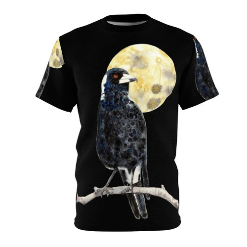 Moonlit Magpie Watercolor Painting of Australian Native Bird