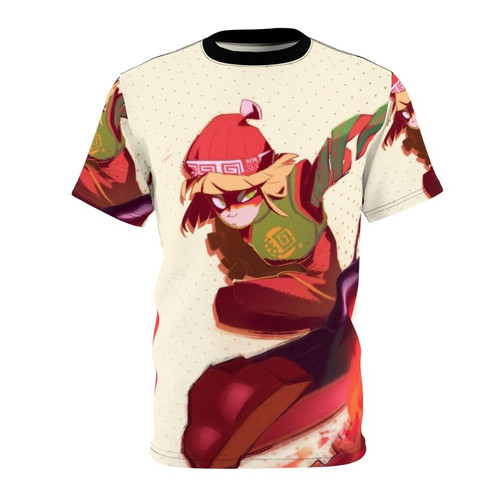 Illustration of Min Min's arms from the video game, with dragons and ramen noodles