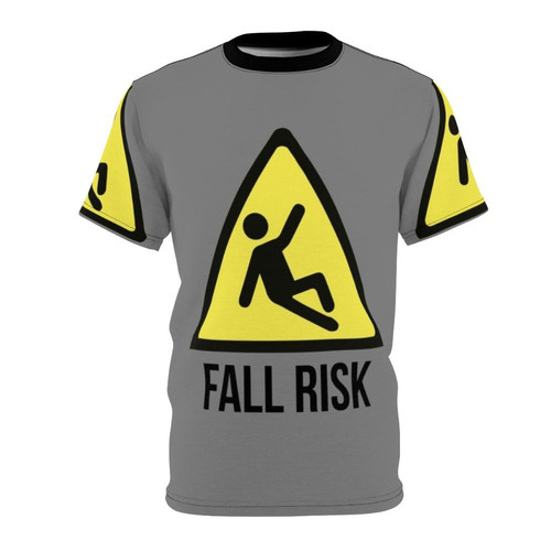 Graphic tee featuring a "Fall Risk" design with an attention-grabbing yet stylish look