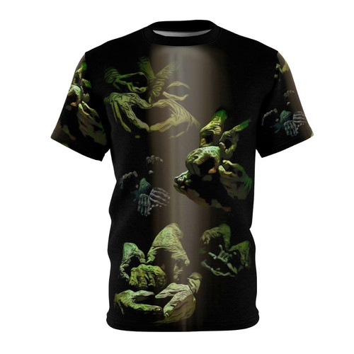 Fantasy t-shirt featuring a labyrinth, goblins, and helping hands from the 80s classic film