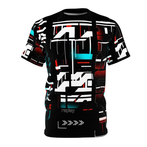 Cyberpunk techwear urban t-shirt featuring a futuristic digital design