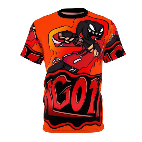 Agoti character from Friday Night Funkin' in a graffiti art style printed on a t-shirt.