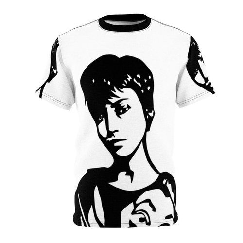 Stylized Money Heist inspired t-shirt design featuring characters like Tokyo and the Professor