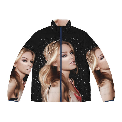 Digital illustration of an iconic singer wearing a stylish puffer jacket