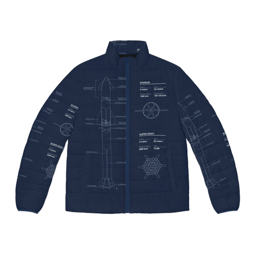 Spacex Starship Blueprint Puffer Jacket