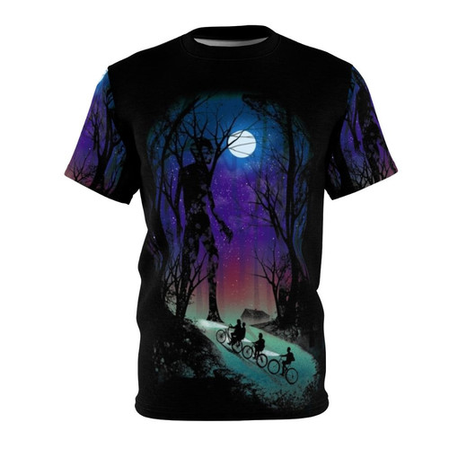 Mysterious Encounter Sci-Fi T-Shirt with a suspenseful nature-inspired design