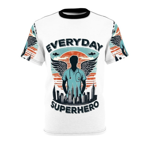 Everyday Superhero Nurse T-Shirt for Men, featuring a male nurse in a superhero design