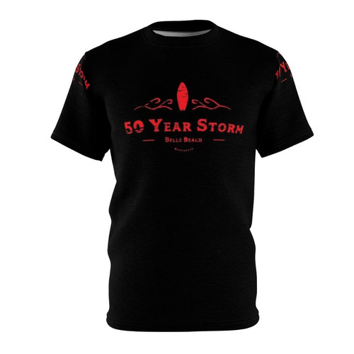 Distressed retro 50 Year Storm surf tee with ocean wave graphic