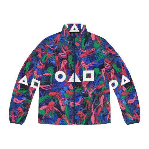 Squid Game Survival Pattern Puffer Jacket with Netflix Logo