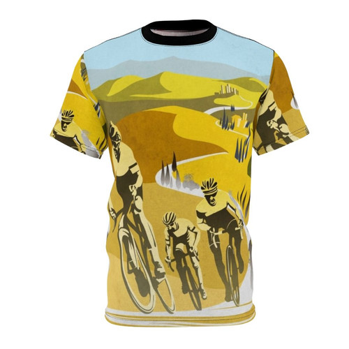 Retro Cycling Art T-shirt with Strade Bianche inspired vintage design