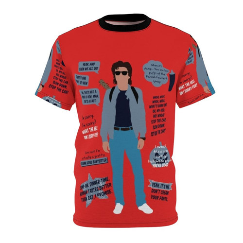 A t-shirt featuring minimalist quotes and designs inspired by the character Steve Harrington from the Netflix series Stranger Things season 2.