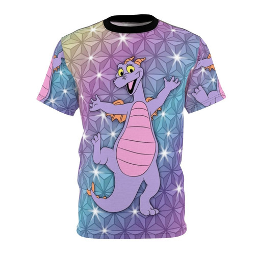 Epcot Figment inspired all-over print t-shirt featuring the iconic Disney character