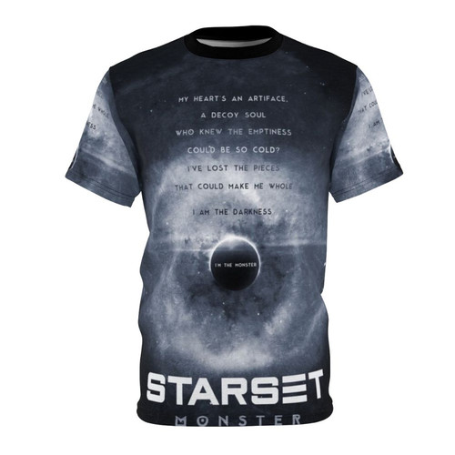Cosmic, space-themed t-shirt design inspired by the alternative rock band Starset