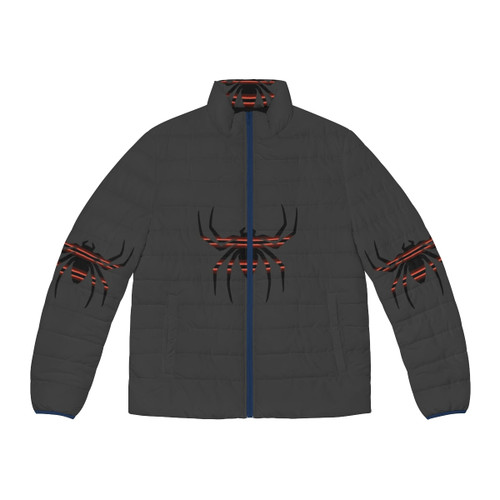 Legendary Spider Puffer Jacket featuring a colorful, abstract spider design