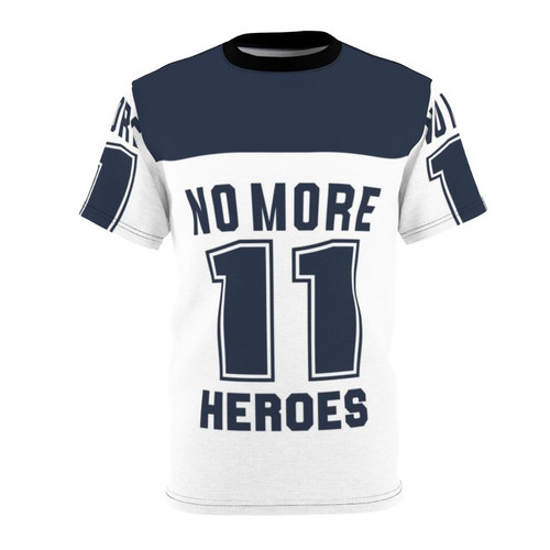 Dark blue t-shirt with manga-inspired, retro gaming cult classic graphic design