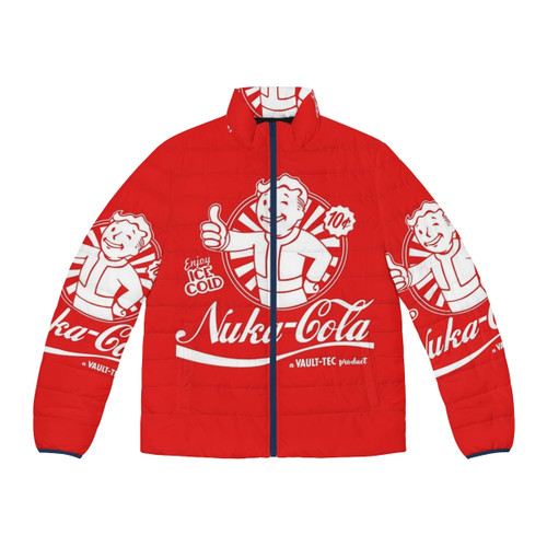 Nuka Cola puffer jacket with vintage gaming and retro 80s style