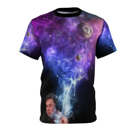 Elon Musk Smoking Galaxy Graphic AOP T-Shirt