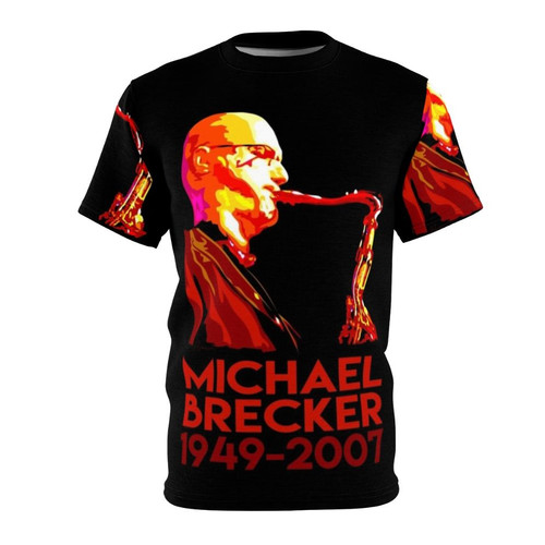 Artistic illustration of legendary jazz saxophonist Michael Brecker on a high-quality t-shirt