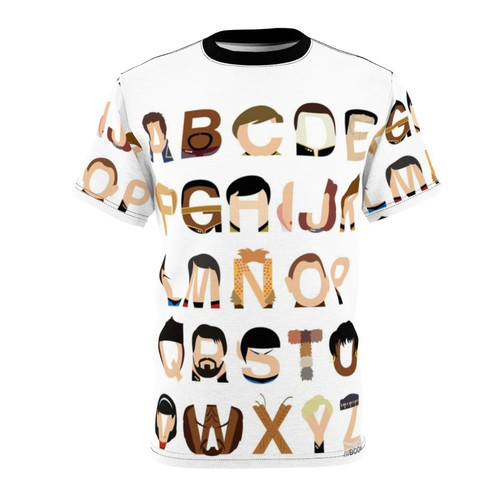 Star Trek inspired alphabet typography graphic on a t-shirt